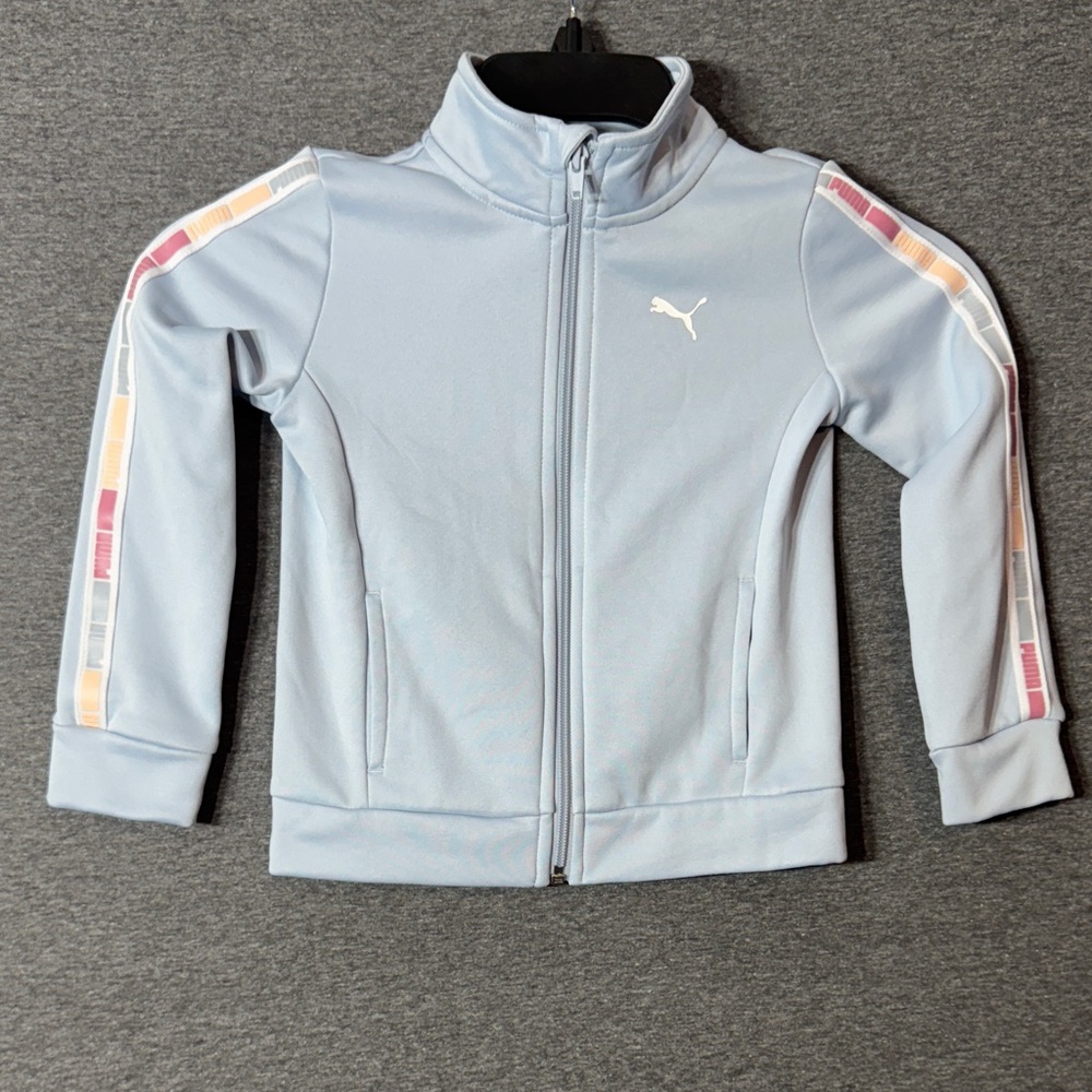 Puma Kids Light Blue zip up withColorful Stripes 4t